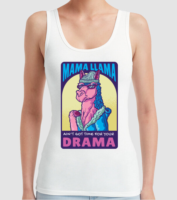 Mama Lama model alb pe tricou
