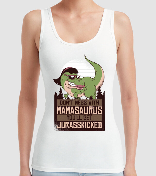 Mamasaurus tricou cu dinozaur model alb pe tricou