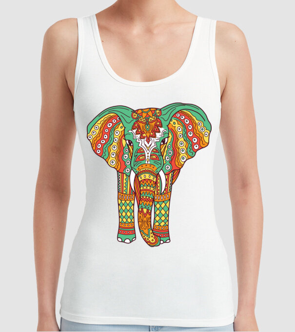 Mandala Elefant model alb pe tricou