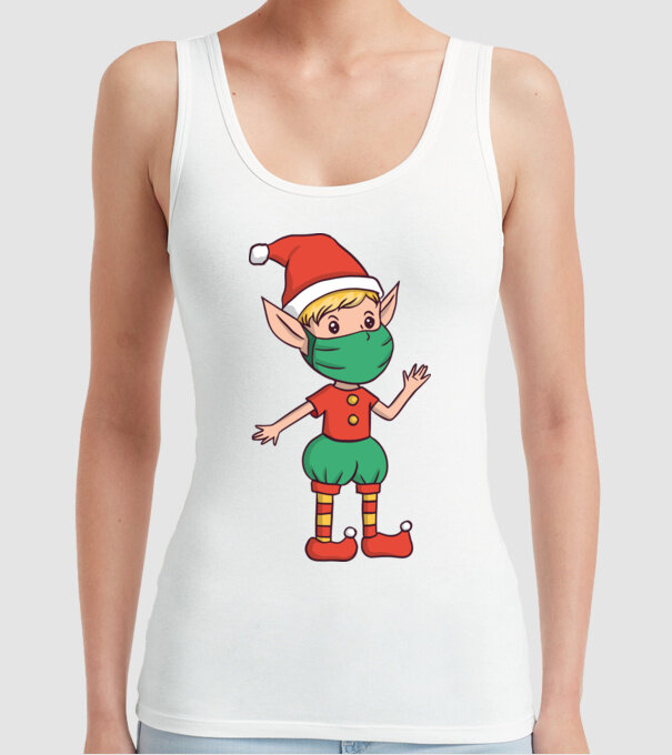 Elf cu mască model alb pe tricou