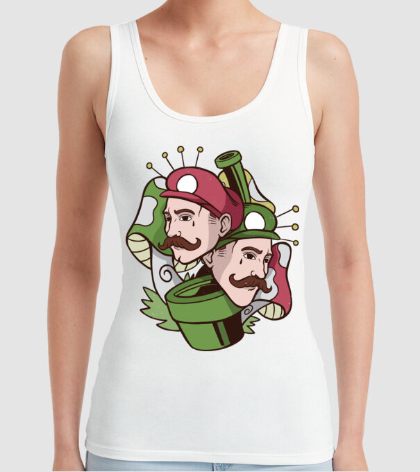 Mario și Luigi model alb pe tricou
