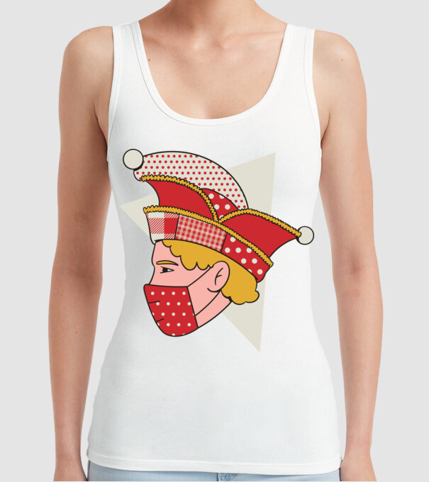 Covid joker model alb pe tricou