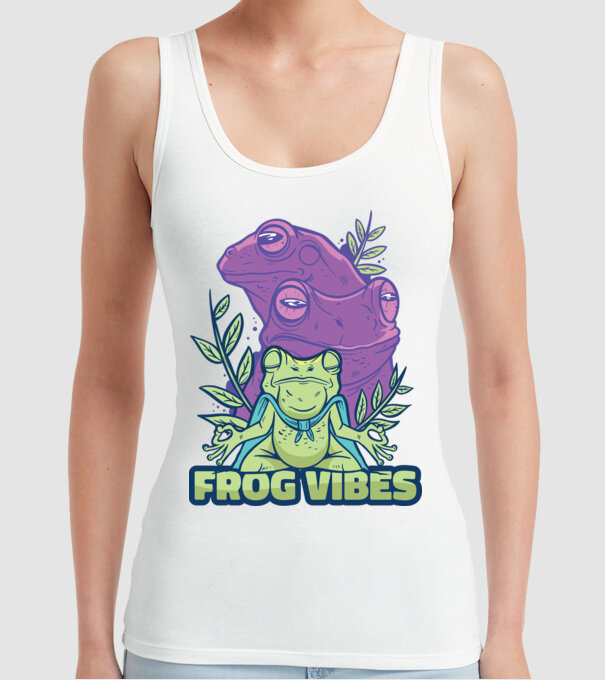 Broasca meditatoare model alb pe tricou