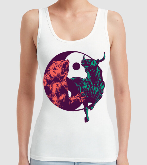 Medve Bika Yin Yang model alb pe tricou
