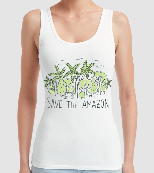 Salvează Pădurea Amazoniană model alb pe tricou