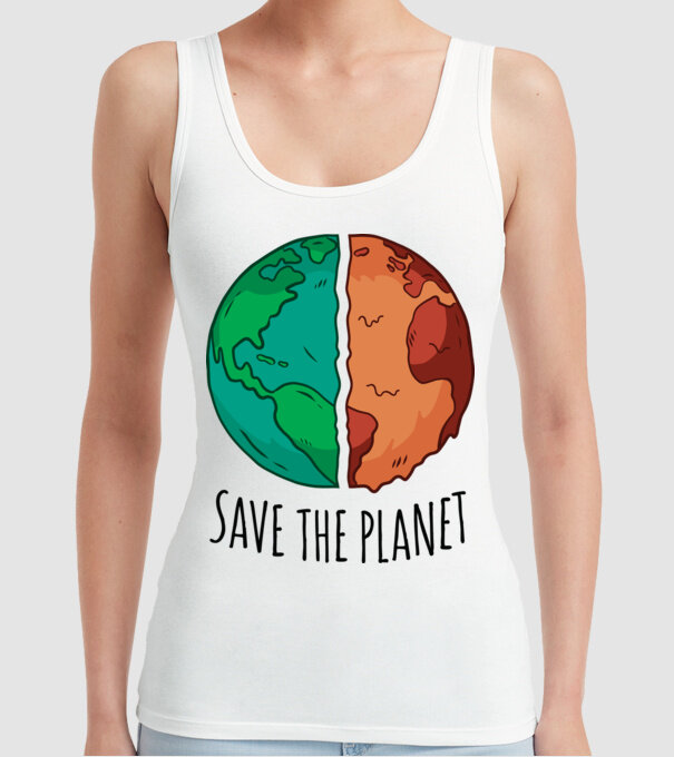 Salvați planeta model alb pe tricou