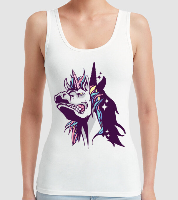 Unicorn supărat model alb pe tricou