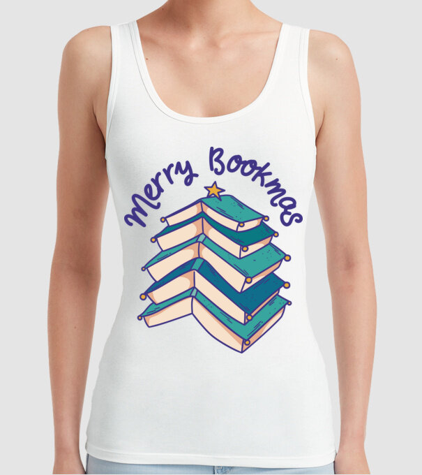Merry Bookmas Crăciun cu cărți model alb pe tricou