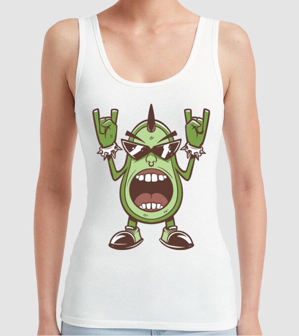 Avocado Metal model alb pe tricou