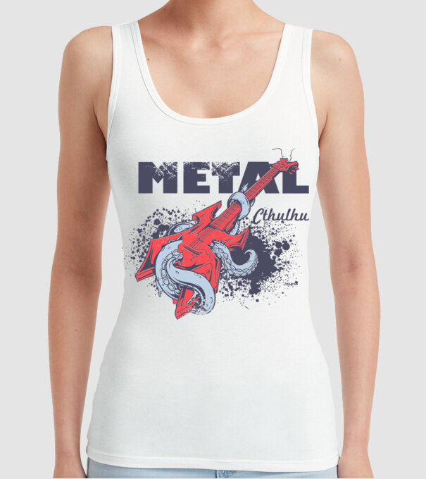 Metal Cthulhu model alb pe tricou