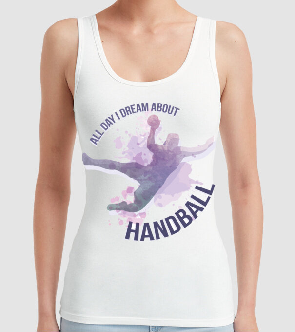 Visez la handbal în fiecare zi model alb pe tricou