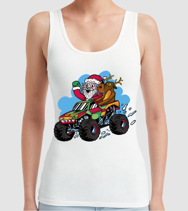 Monster Truck Moș Crăciun model alb pe tricou