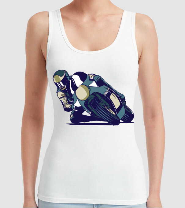 Concurent motocicletă model alb pe tricou