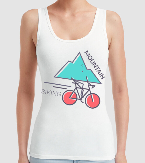 Mountain Biking model alb pe tricou
