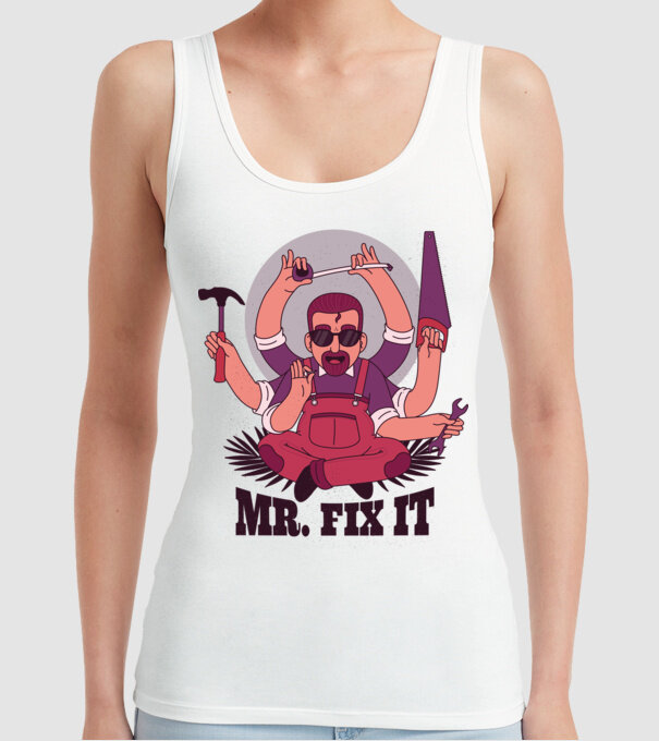 Dl. Fix It - om priceput la toate model alb pe tricou