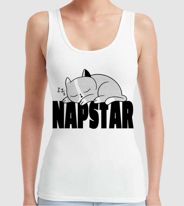 Pisică Napstar model alb pe tricou