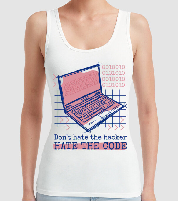 Nu urî hackerul, urăște codul model alb pe tricou