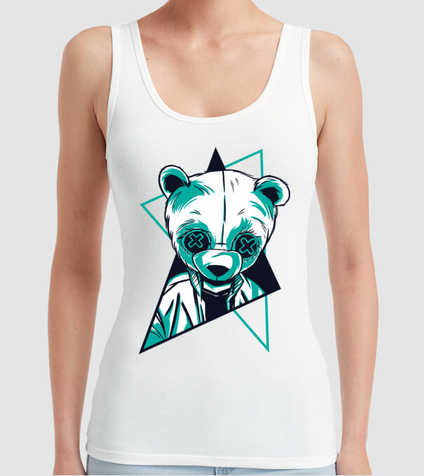 Panda Neon model alb pe tricou