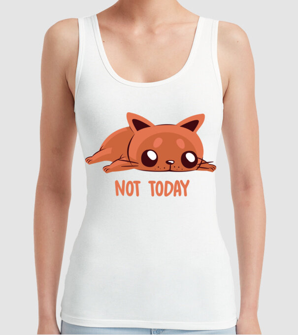 Not today pisică model alb pe tricou