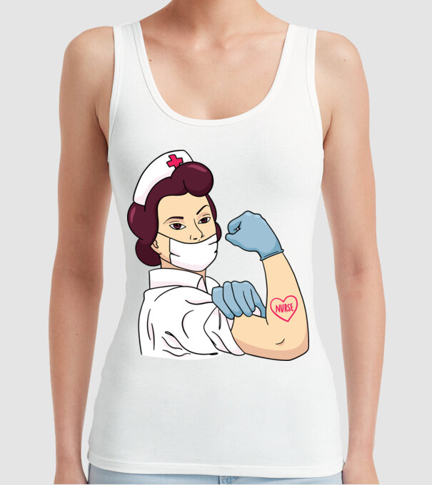 Soră Asistentă model alb pe tricou