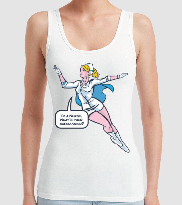 Sunt asistentă medicală, care este superputerea ta? model alb pe tricou
