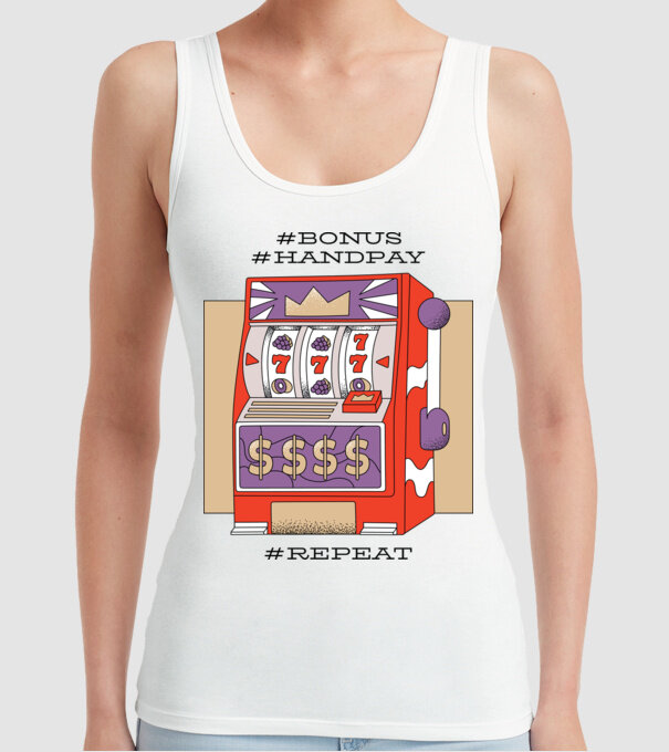 Slot machine model alb pe tricou