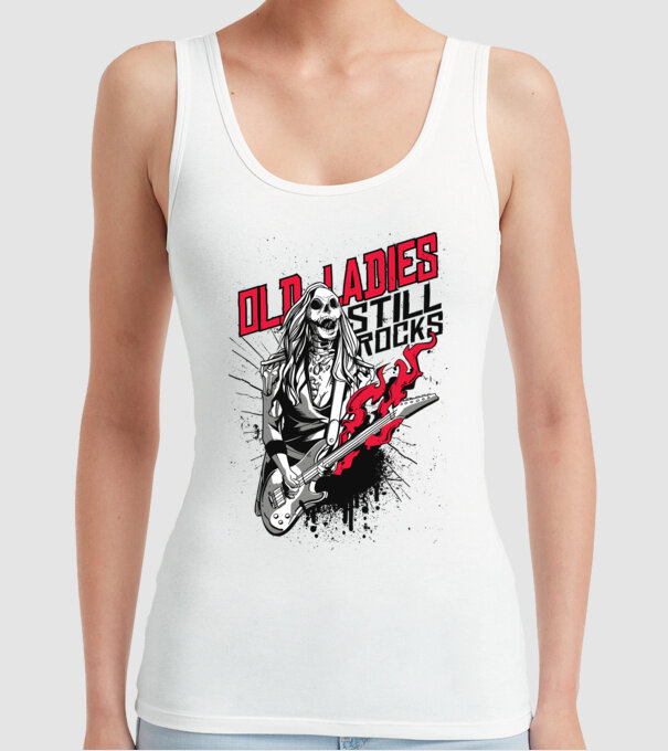 Old Ladies still Rocks model alb pe tricou
