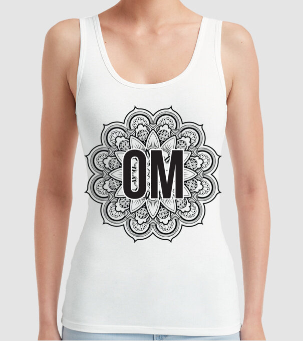 OM Mandala model alb pe tricou