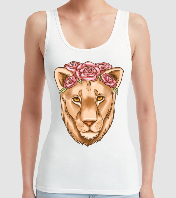 Doamnă leu model alb pe tricou