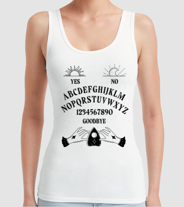 Motiv Ouija model alb pe tricou