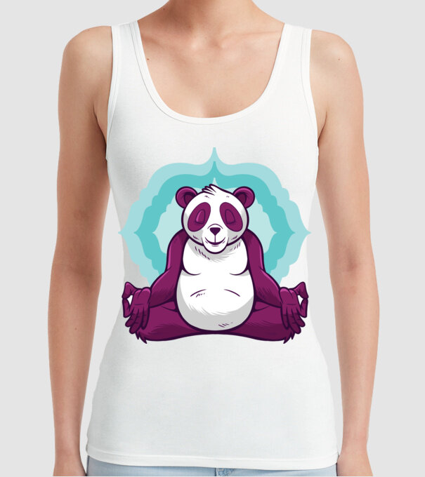 Panda Meditație model alb pe tricou