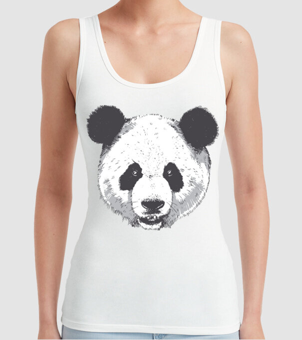 Cap de panda model alb pe tricou