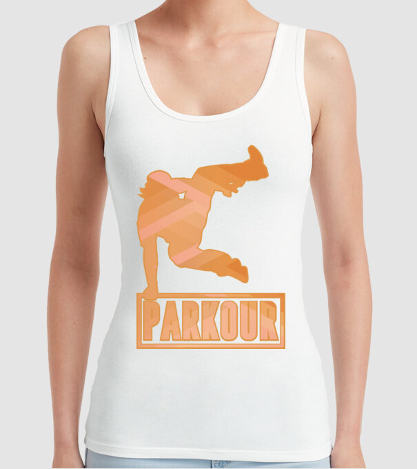 Tricou Parkour cu inscripție model alb pe tricou