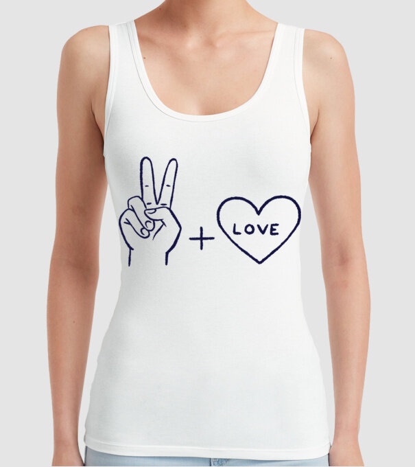 Peace + Love model alb pe tricou