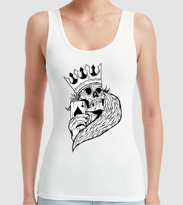 Craniu Poker model alb pe tricou