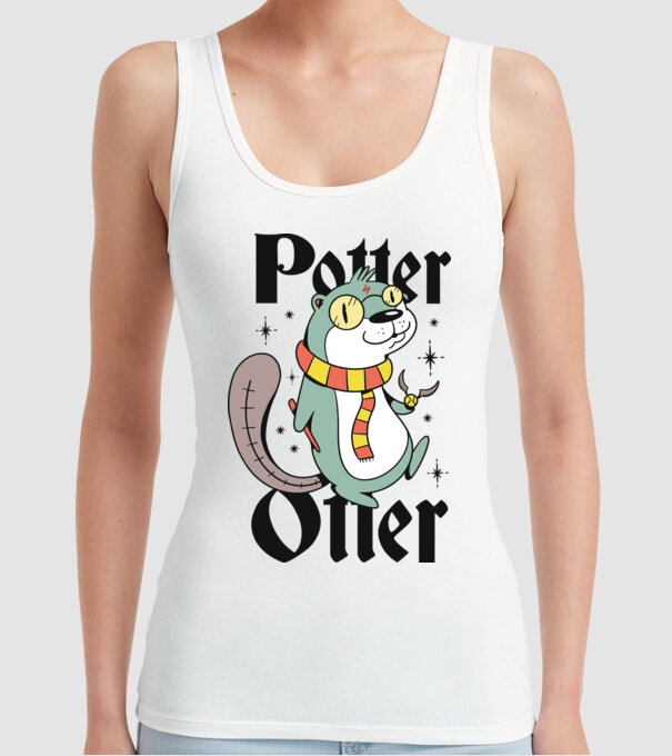 Potter Otter Vidra model alb pe tricou