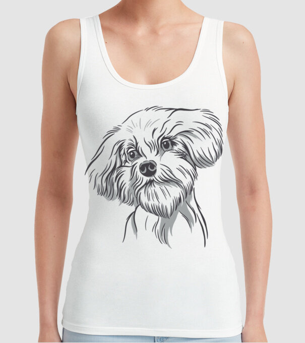 Câine Pudel model alb pe tricou