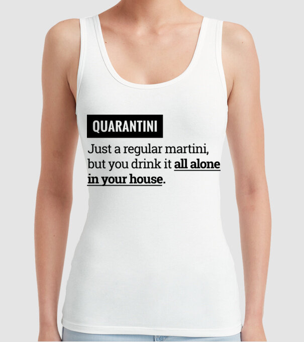 Quarantini - Martini model alb pe tricou