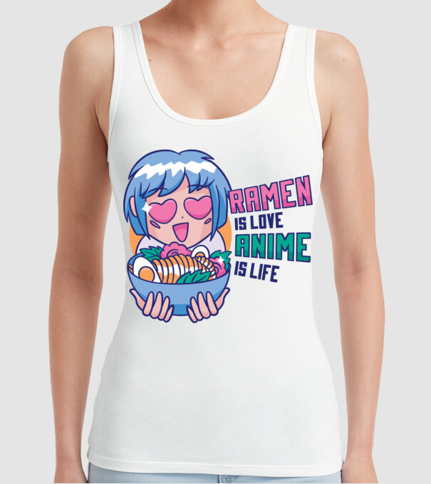 Ramen is Love Anime is Life model alb pe tricou