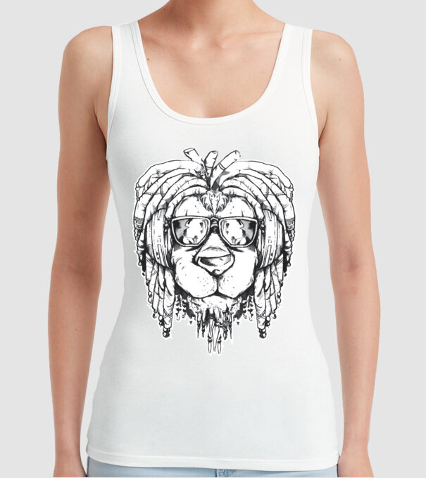 Leu Dreadlock model alb pe tricou