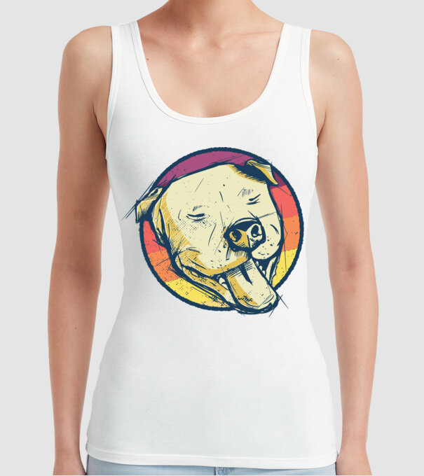 Cap Pitbull retro model alb pe tricou