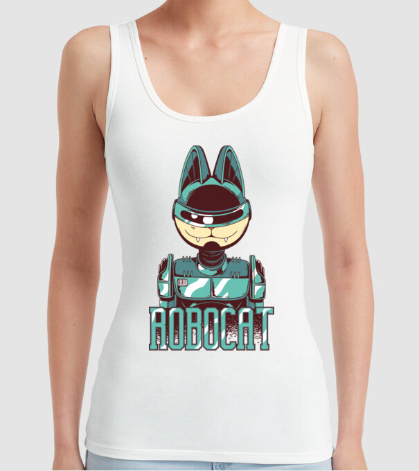 Robocat - Pisică Robot model alb pe tricou