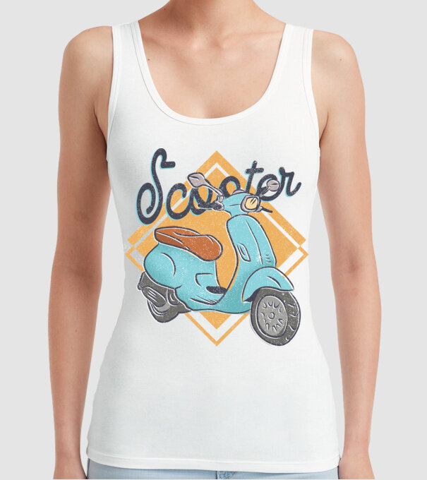 Scooter model alb pe tricou