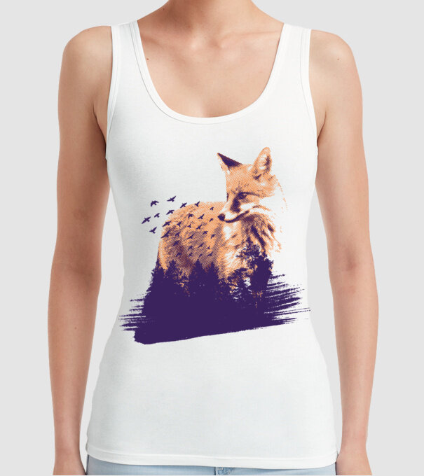 Vulpe Pădure model alb pe tricou