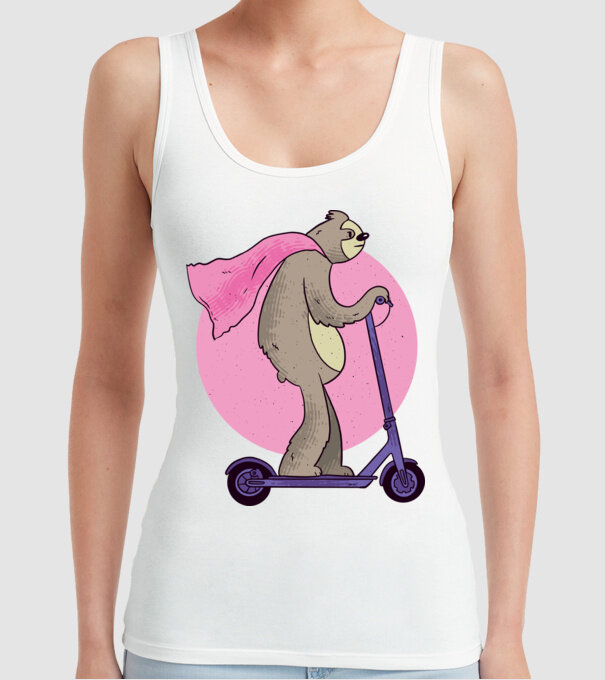 Leneș cu Trotinetă model alb pe tricou