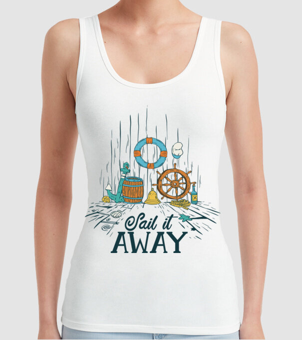 Sail it away model alb pe tricou