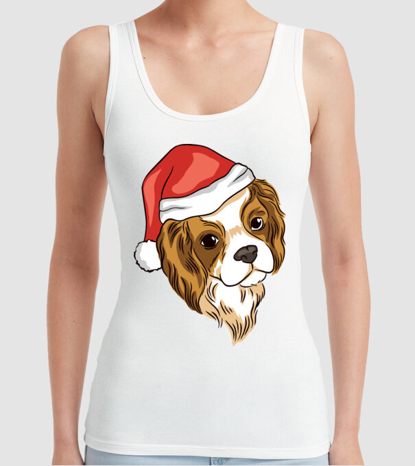 Santa Cocker Spaniel model alb pe tricou