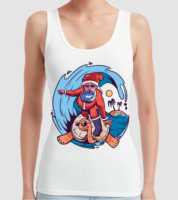 Santa Surf model alb pe tricou