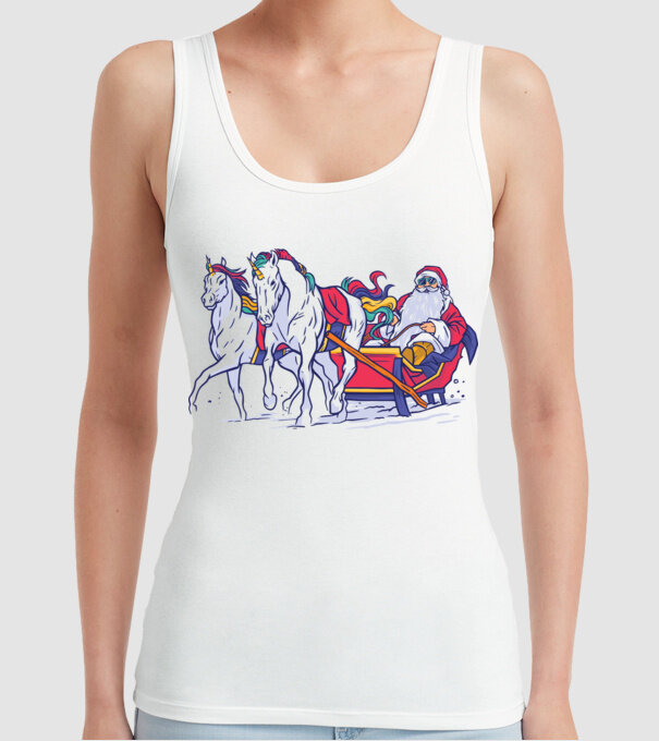 Santa Unicorn Moș Crăciun model alb pe tricou