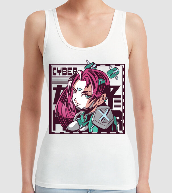 Anime fată Sci-fi model alb pe tricou